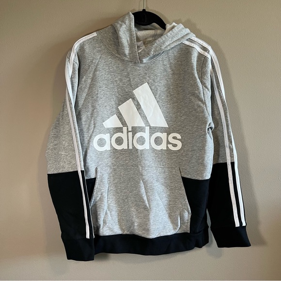Adidas Boy’s Gray Black Hoodie Large